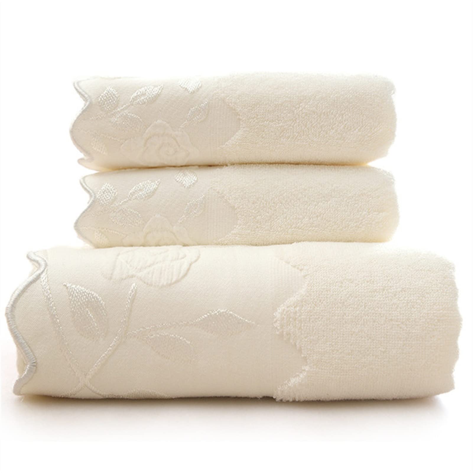 Cotton Towel Set Rectangle Soft Face Towels Strong Water Absorption No Fade Bathing Towels Color B Size 3