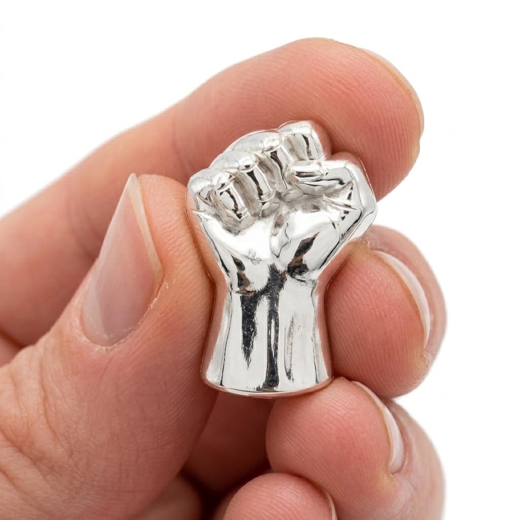Pins de Puño Levantado Plateado | Broche de Traje para Hombre | Pin de Rock para Mochila | Accesorio para Hombre y Mujer | Regalo Original para Motociclista | Insignia Punk Rebelde y Elegante — view 6