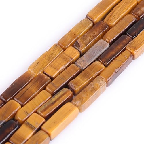 GEM-Inside - Cuentas de ojo de tigre amarillo natural de 0.157 x 0.512 in, cubo cuadrado rectangular, columna cuboide semipreciosa, cuentas de