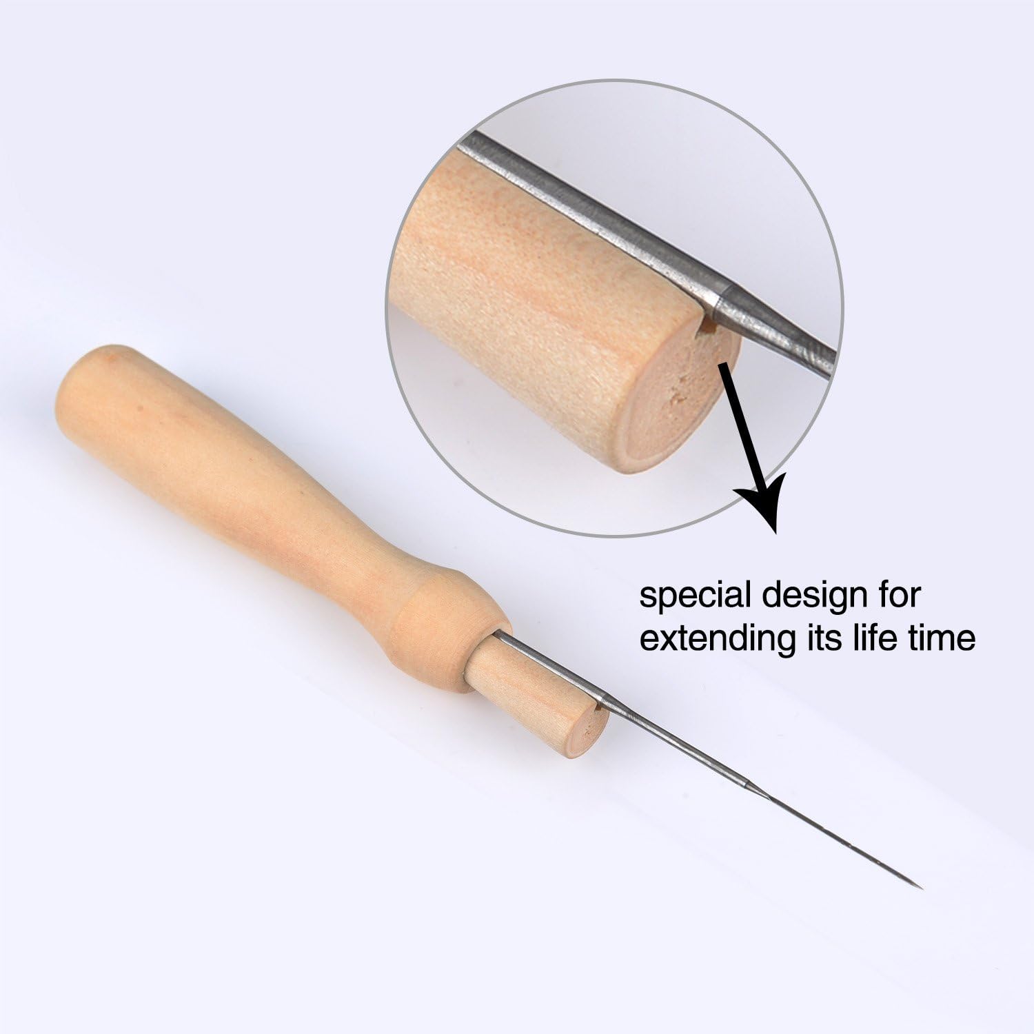 eBoot 60 Pieces 3 Sizes Felting Needles Wool Felt Tools with 3 Pieces Clear Bottles and 3 Pieces Wooden Handles