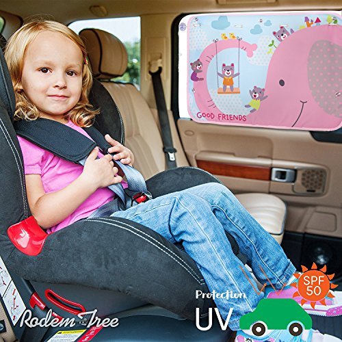 Car Window Shade (1 Pack) - Best Car Sun Shade - Block over 97% of Harmful UV Rays and Protect You Child from Sunlight (pink elephant)