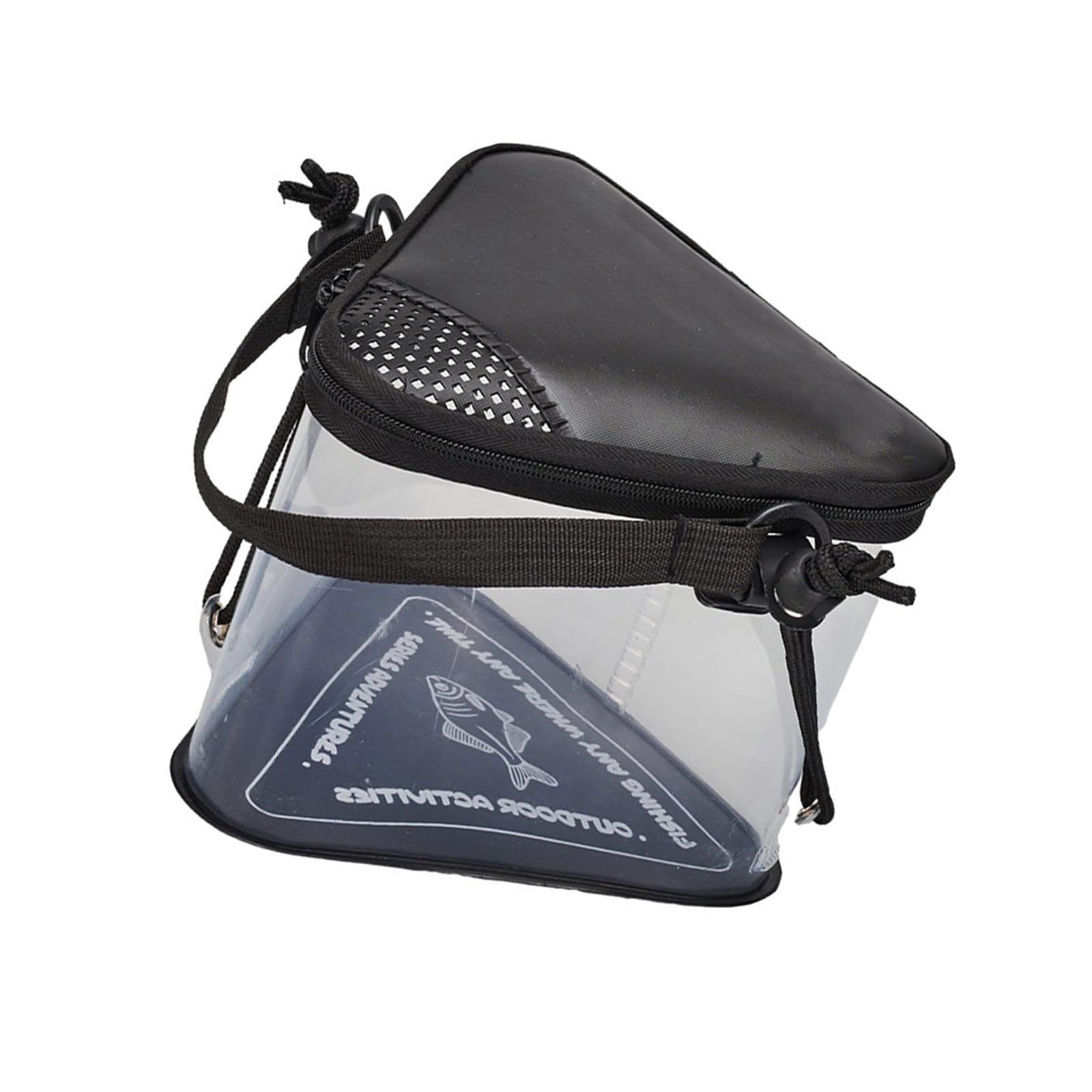 Multifunctional Bucket with Net Lid Triangle Fishing Bucket Live Baits Container Water Pail Foldable Live Fish Handheld Fishing Pail