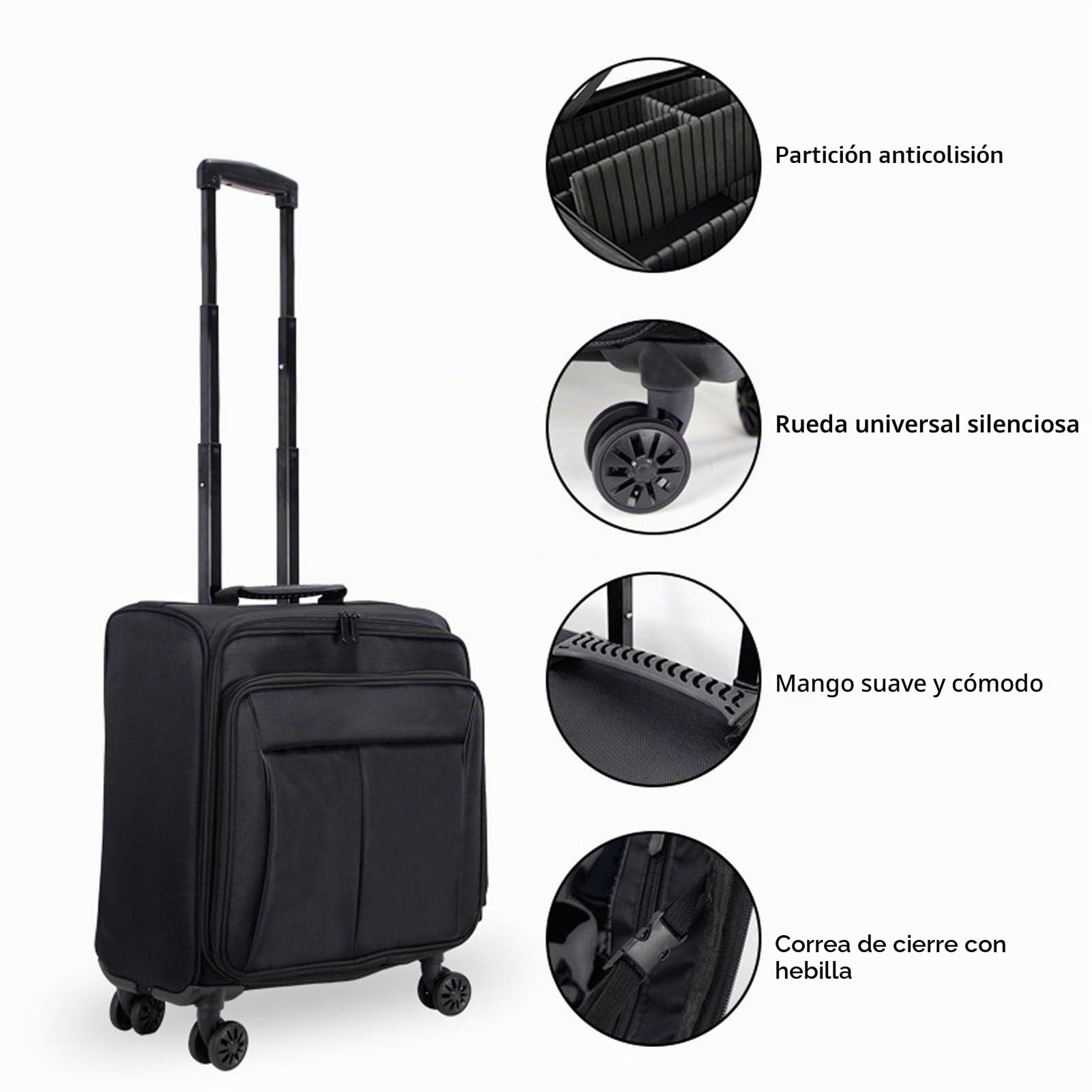 Maleta profesional con ruedas para maquillaje de gran capacidad, organizador de cosméticos de viaje, bolsa de almacenamiento portátil con correas, por defecto