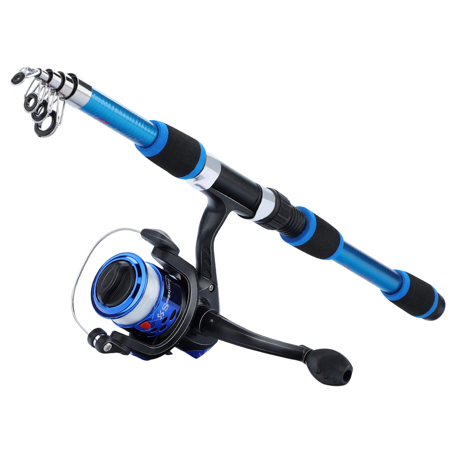 Sougayilang Fishing Rod and Reel Combo, Ultralight Spinning Reel with 1.8m Telescopic Spinning Rod-Blue-1.8M-image-27