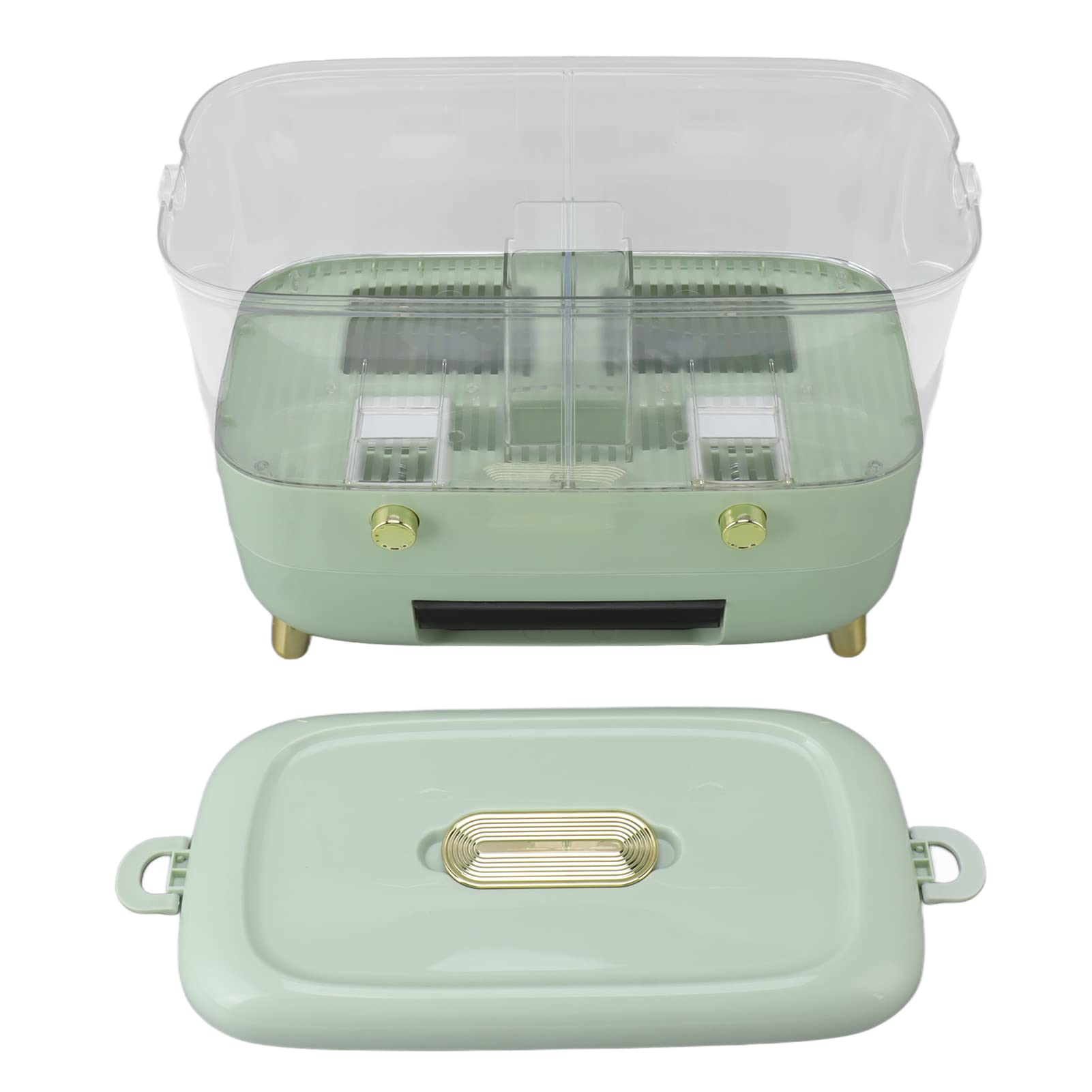 Dispensador de arroz Contenedor de almacenamiento de granos con 2 rejillas Caja sellada transparente para cocina Verde claro (2 Rejillas Verde Claro)