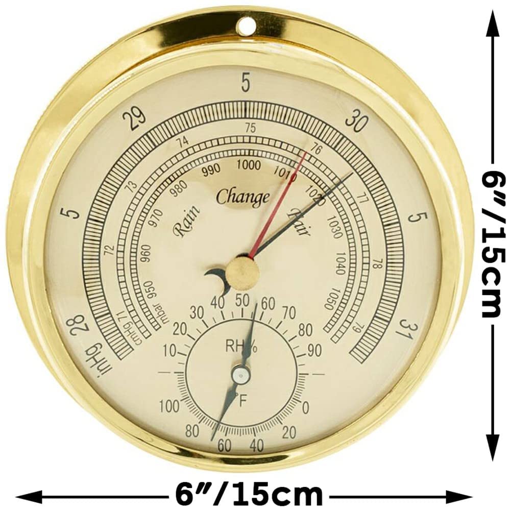 Barometer, 6 Zoll/15 cm Aneroid-Barometer, 3-in-1-Gerät zur Messung von Luftfeuchtigkeit, Temperatur und Luftdruck, for Navigation Luftfahrt