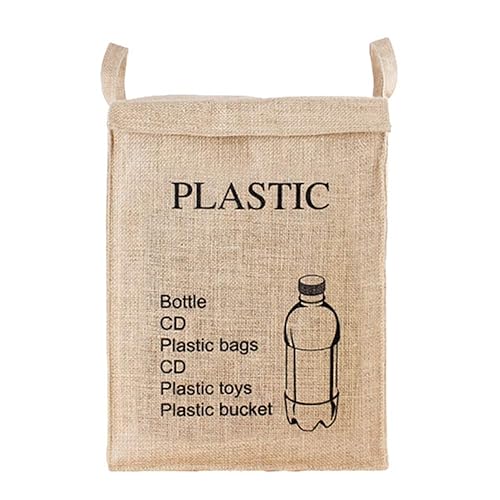 Muellery Bolsa de reciclaje resistente y ligera cesta de residuos para plástico con asas