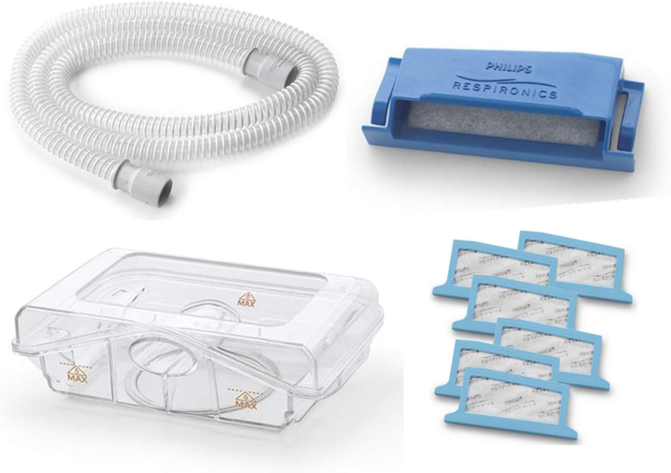 WERPOWER Philips Respironics Dreamstation Cpap & BIPAP Supplies Bundle - Standard CPAP Tube-15mm (Qty-1)/Water Tank (Qty-1)/Reusable Pollen Filter(Qty-1)/Disposable Ultra Fine Filters(Qty-6)