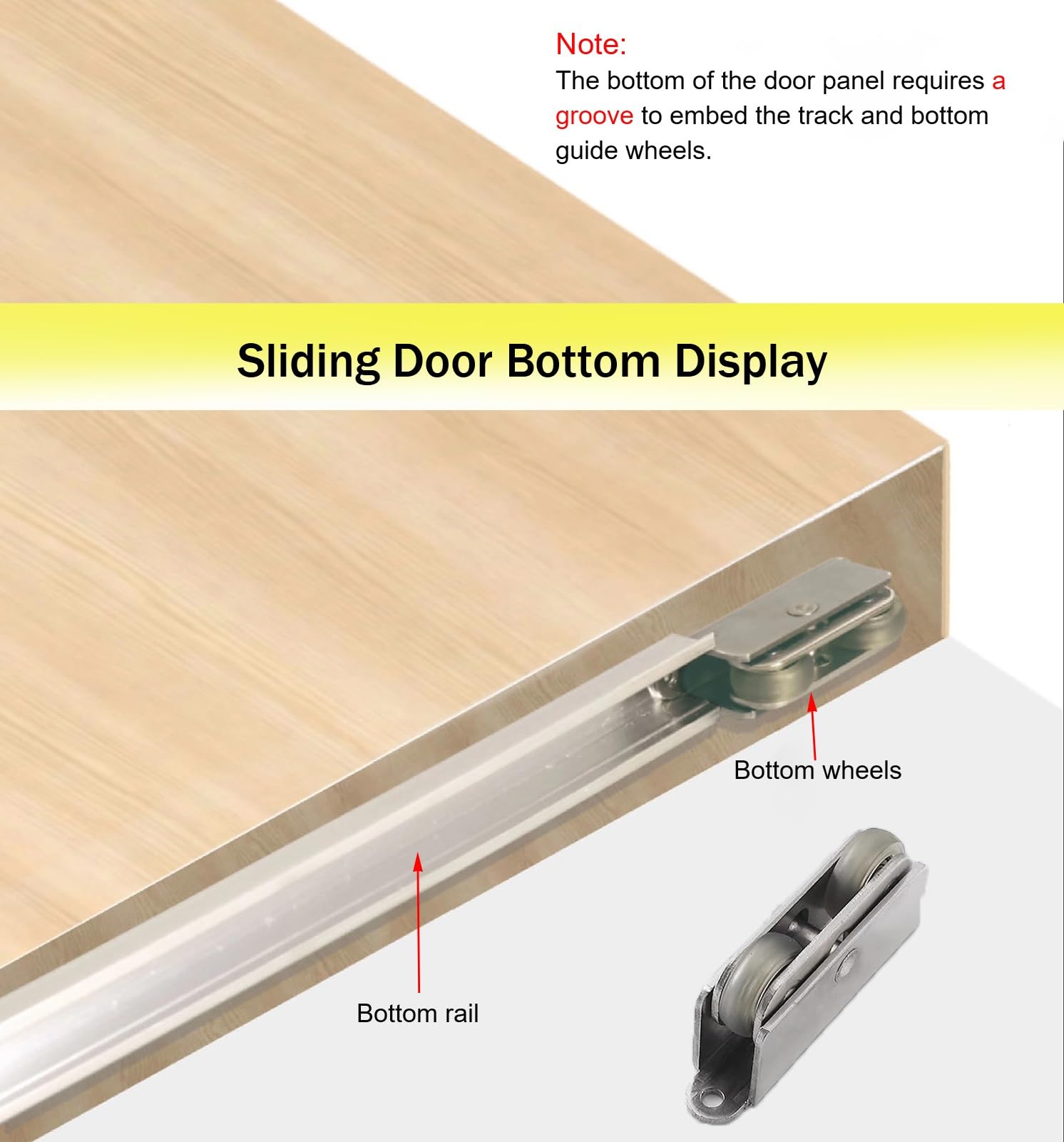Guia Puerta Corredera Herrajes Ocultos para Puertas Corredizas de Granero con Mecanismo de Cierre Suave, Kit de Rodillos para Rieles de Puerta Corrediza Fantasma(11.4ft/346cm)