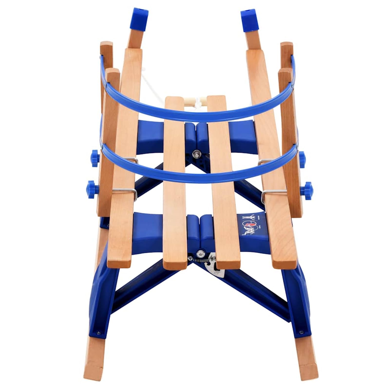 Gecheer Slittino da neve pieghevole in legno, con schienale, 119 cm, leggero e resistente, con blocco di sicurezza e guide in metallo, per famiglie e appassionati di sport invernali