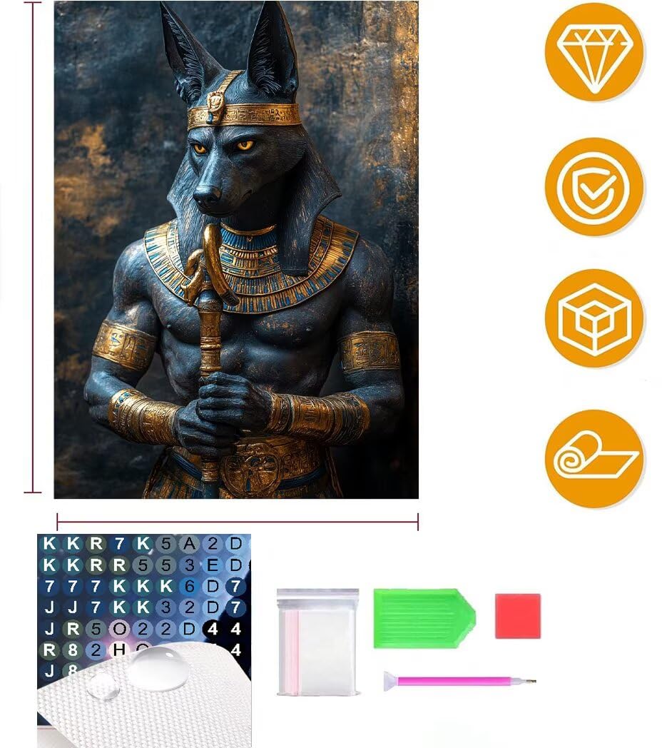 Malarstwo diamentowe dla dorosłych, Anubis Diamond Art Egipt, 5D, "zrób to sam", do dekoracji pokoju, salonu, na prezent, 50 x 80 cm, 5-T97S88