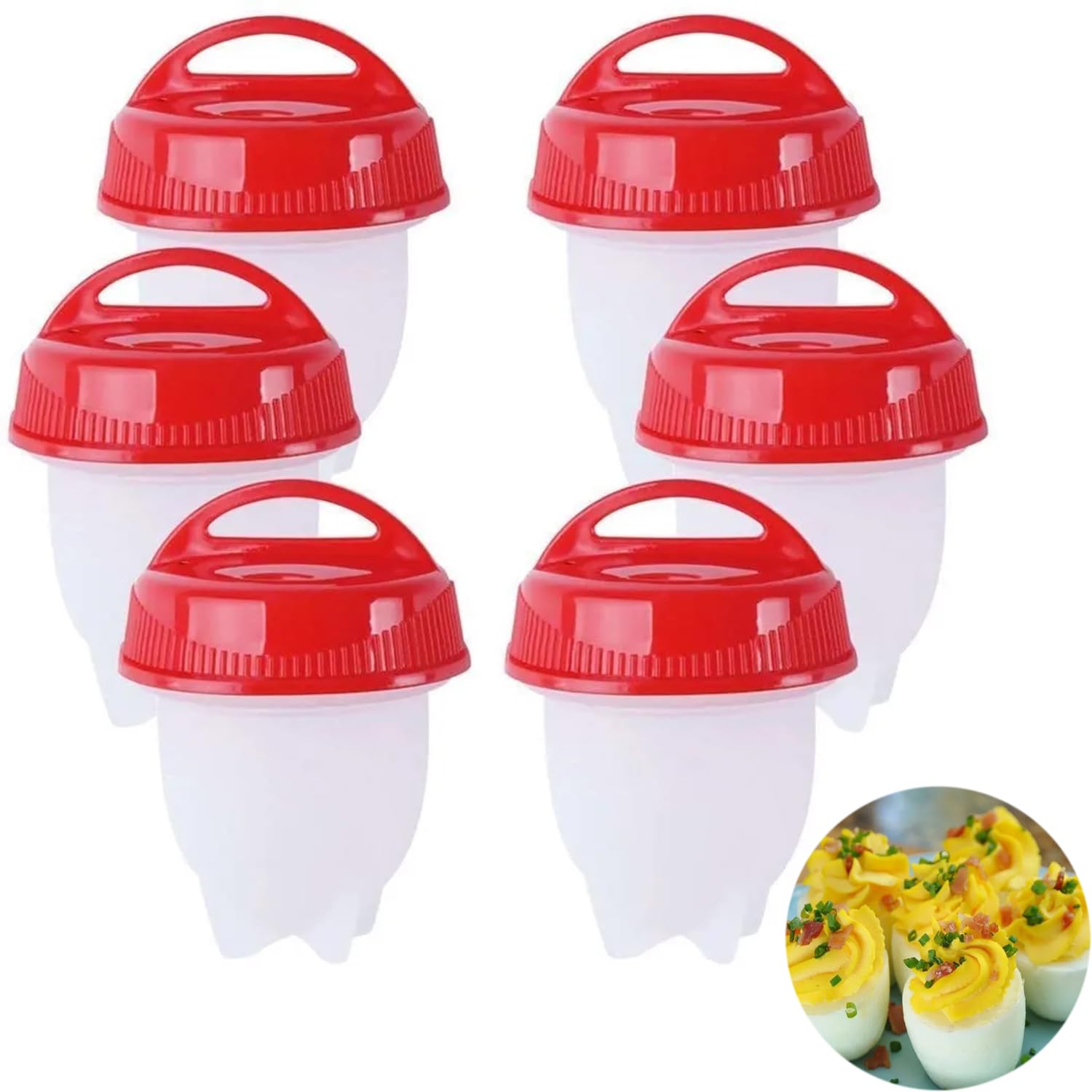 6 Pcs Silicone Non-stick Egg Boiler and Cooker Cup Set - No Shell Poachers, Fast Cooking Mold, Boiled Steamer Eggies for Breakfast
