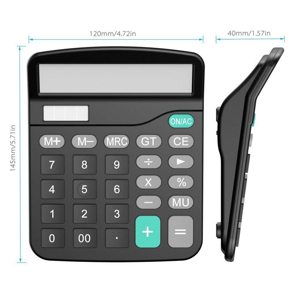 123Arts 12-Digit Dual Power LCD Display Standard Function Desktop Calculator