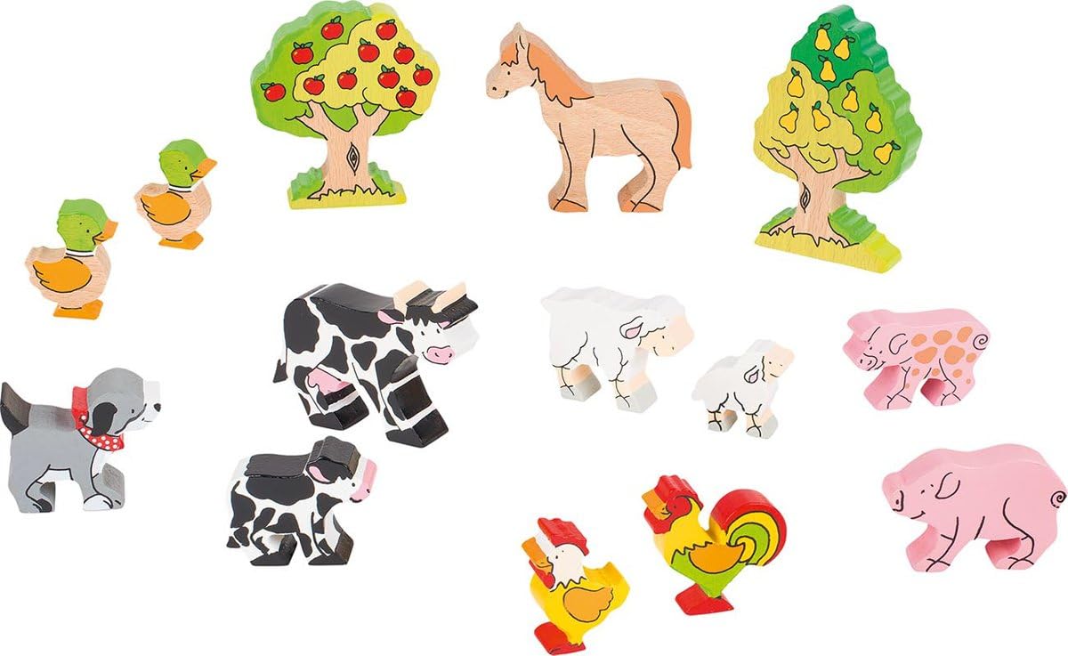Animali fattoria, legno , 14 pz