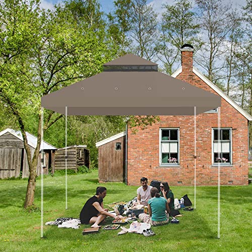Yescom 10X10 Ft Canopy Top Replacement For 2-Tier Crescent Tjsg081 Gazebo Outdoor Patio Yard Garden Cover Brown #TOP1