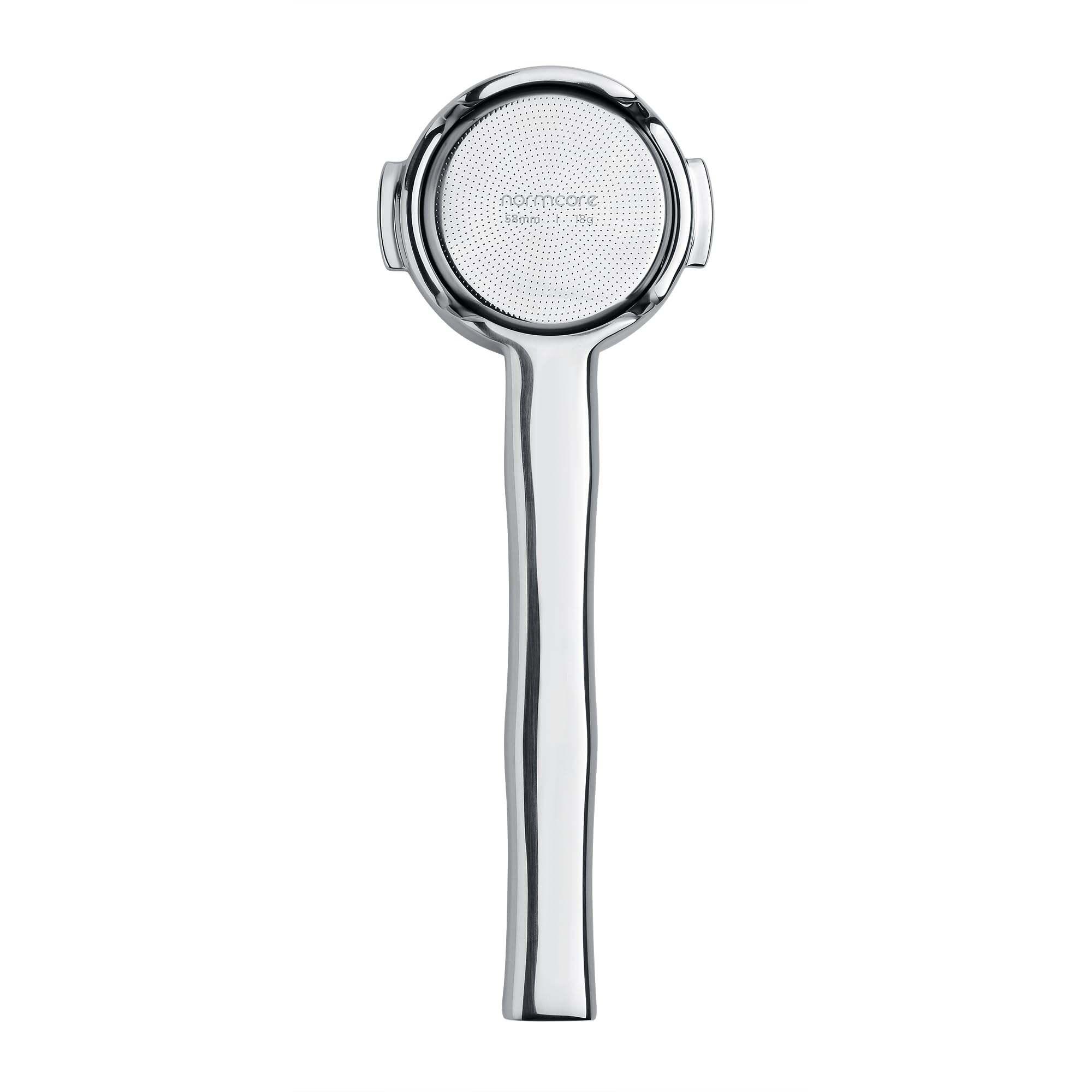 Normcore 58 mm bezdenny filtr sitowy z pełnej stali nierdzewnej z uchwytem Lay-Flat 180° – pasuje do E61, ECM, Rocket, Flair 58, Profitec – 18 g filtr do wyciągania wysokiej jakości, w zestawie z