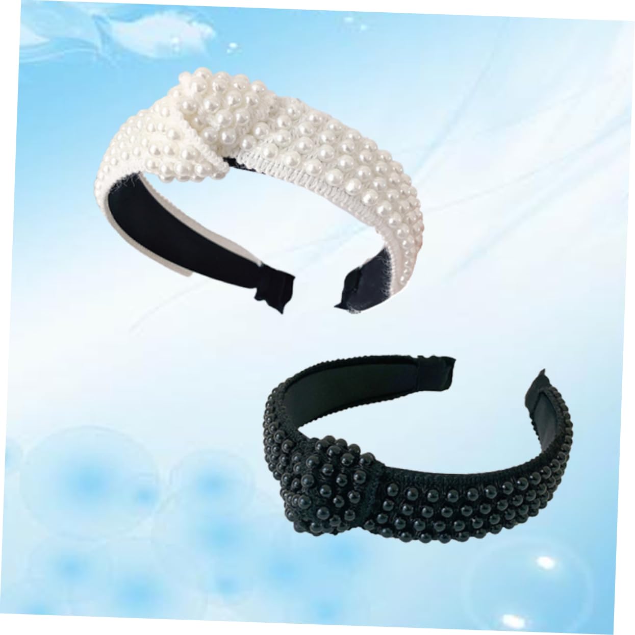 FRCOLOR 6pezzi Fasce Per Con Perle Da Cerchietti Eleganti Bianco e Nero Per Donne e Ragazze Accessori Minimalisti Per Cerimonie e Occasioni Speciali