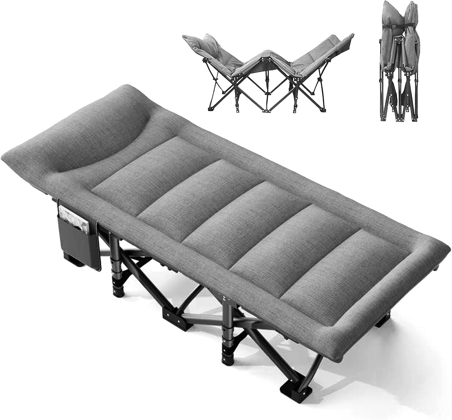 Camping Cot for Adults with Cushion and Pillow, Portable Folding Bed