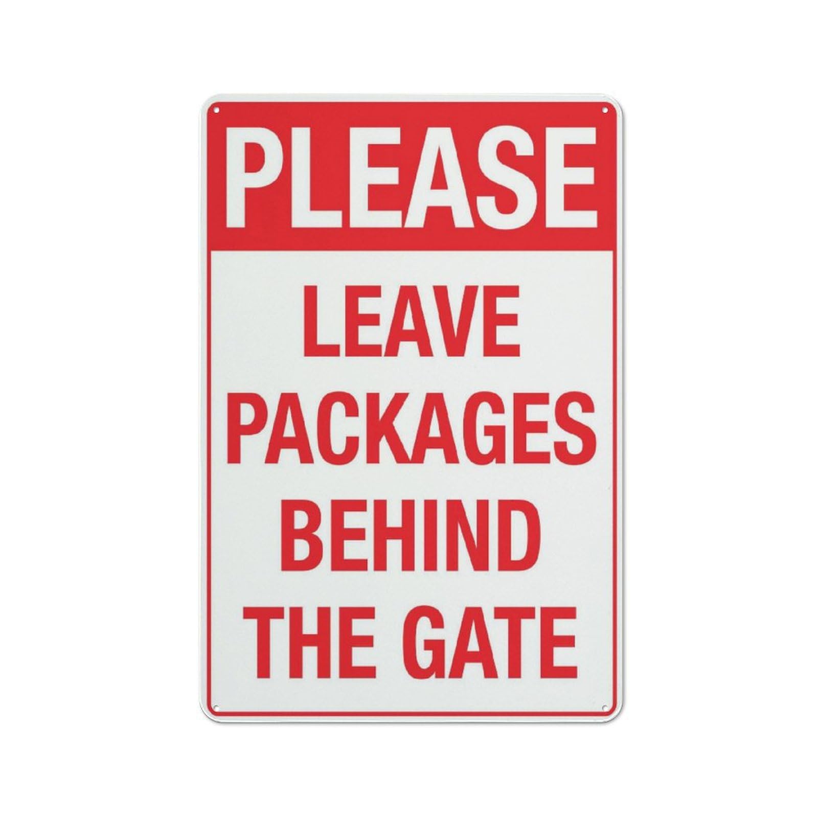 Xewazd A2068 Street Sign Please Leave Packages Behind Gate Retro 8"X12" Metal Tin Sign - Playful Wall Decor For Shop, Garage, Yard & Man Cave