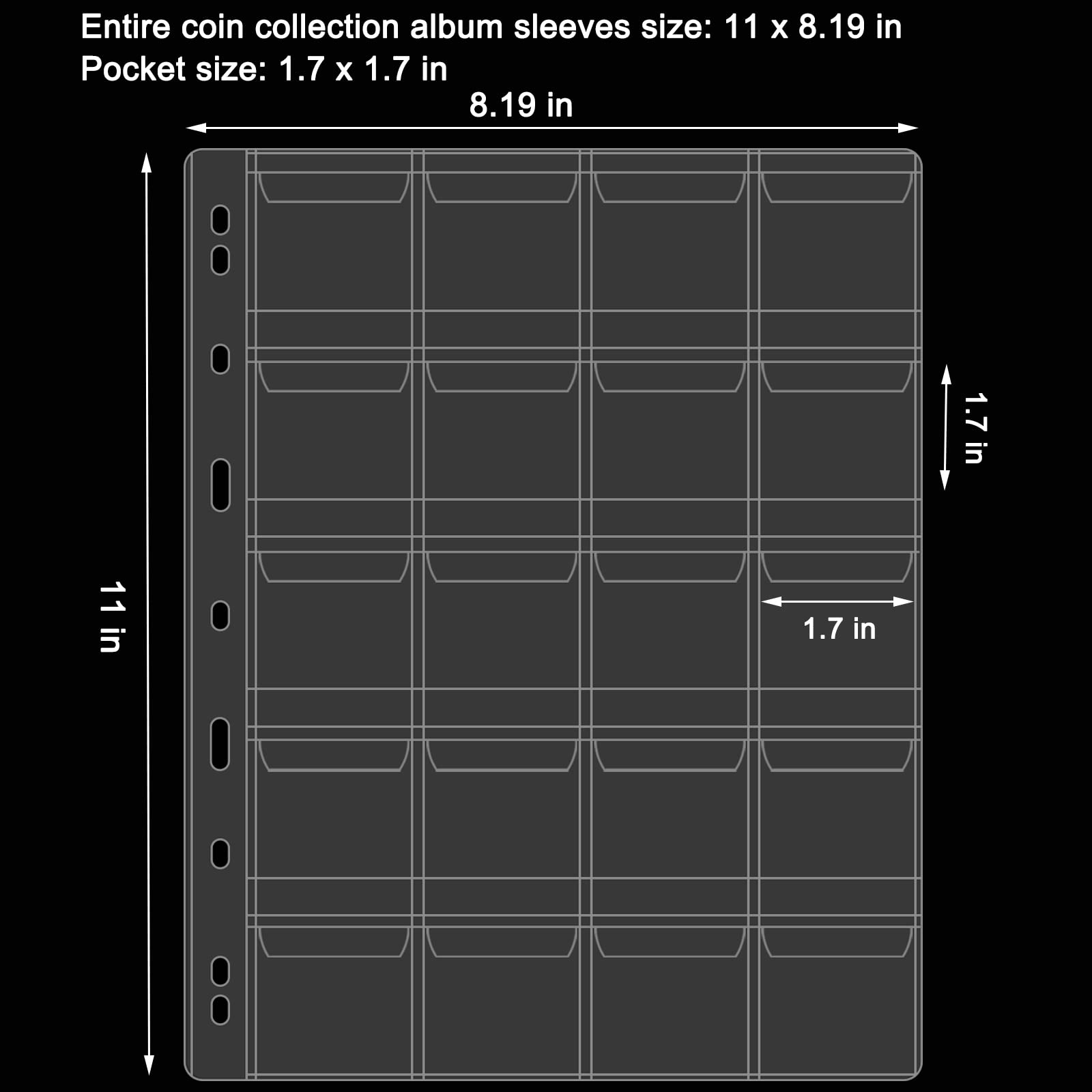 Amazon.co.jp: 20ポケットコインページ コレクター用 10枚 コインスリーブ コインホルダー スタンプコレクター用品 コインバインダー用標準9穴付き  コインコレクション用品ページ ペニークォータースタンプ用 : Office Products