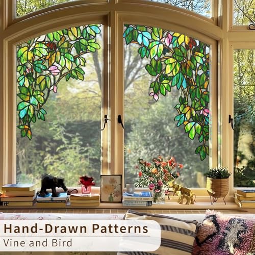 Vinilo decorativo para ventana con diseño de vid verde miniatura 3