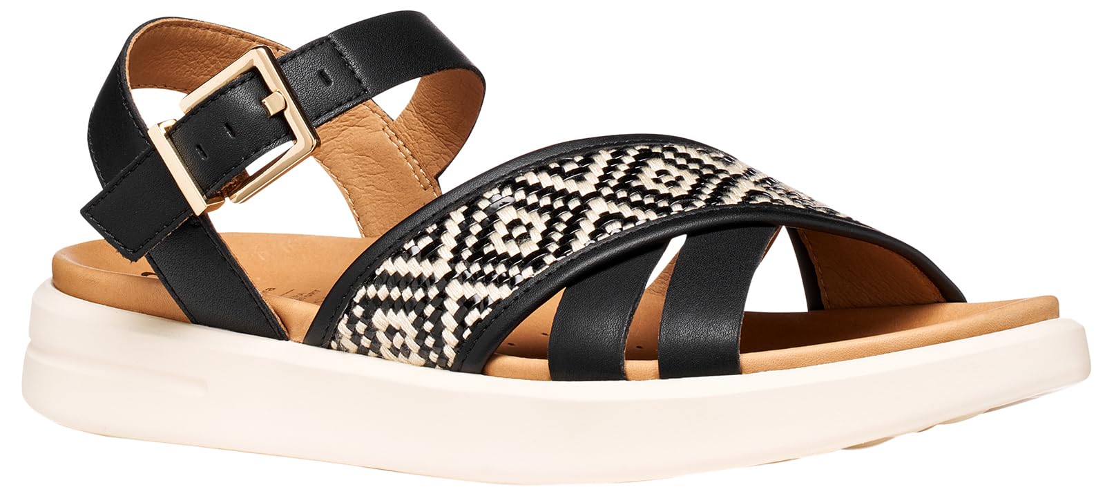 Geox Women's D XAND 2S B Wedge Sandal, Black, 41 EU