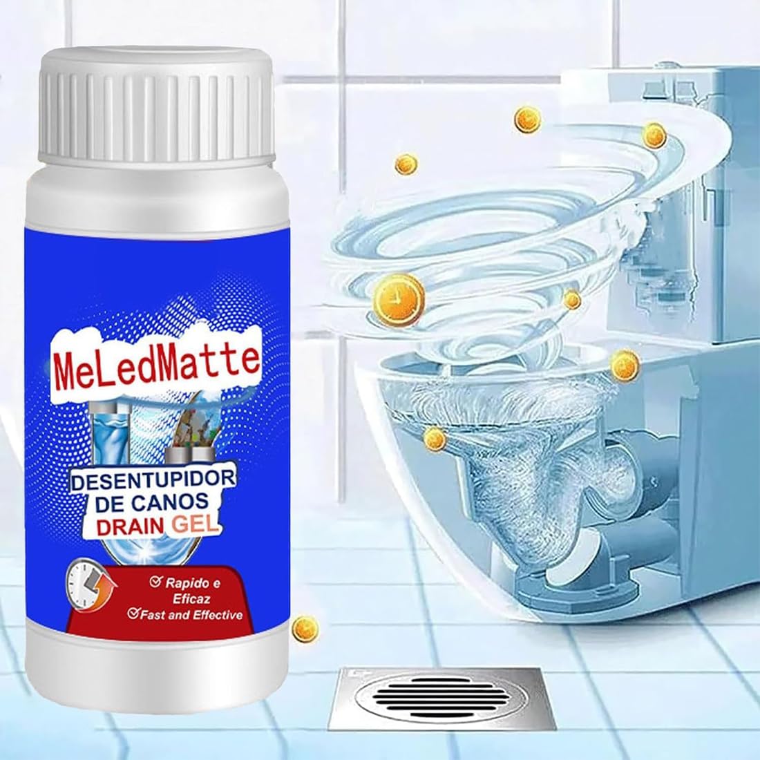 Meledmatte - Limpiador de desagües de inodoro, potente agente de dragado de tuberías Meledmate, agente de dragado de tuberías Meledmatte para cocina, herramienta de limpieza rápida (3 piezas)