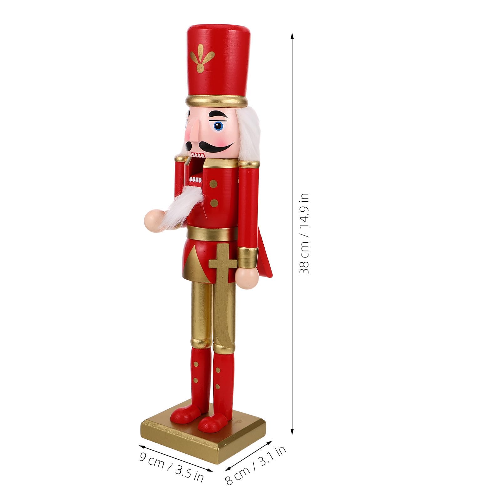 FRCOLOR 3 Pezzi Statuina Schiaccianoci Natalizia in Legno Rosso per
