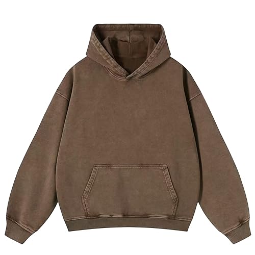 KPOP Acid Wash Hoodie for Men Oversized Vintage Cotton Sweatshirt