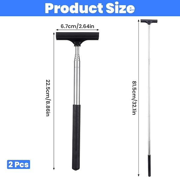 XLIUAX Lot de 2 mini extracteurs de rétroviseurs, essuie-glace rétractables, essuie-glace professionnel, raclette télescopique, nettoyeur de vitres pour toutes les voitures, extensible jusqu'à 81 cm - 2