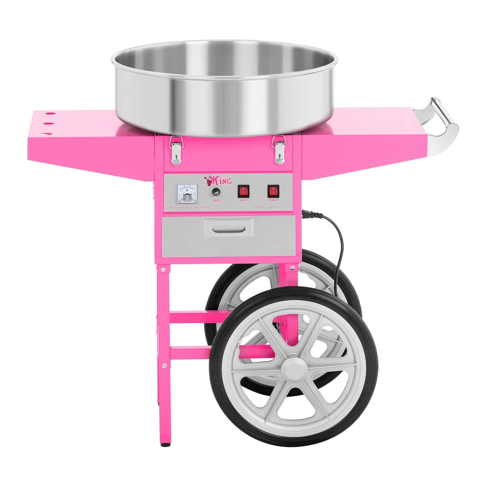 Royal Catering Machine à Barbe à Papa Professionnelle RCZC-1200-W (Puissance: 1 200 watts, Diamètre de la cuve : 52 cm, Avec chariot et cuillère à mesurer)