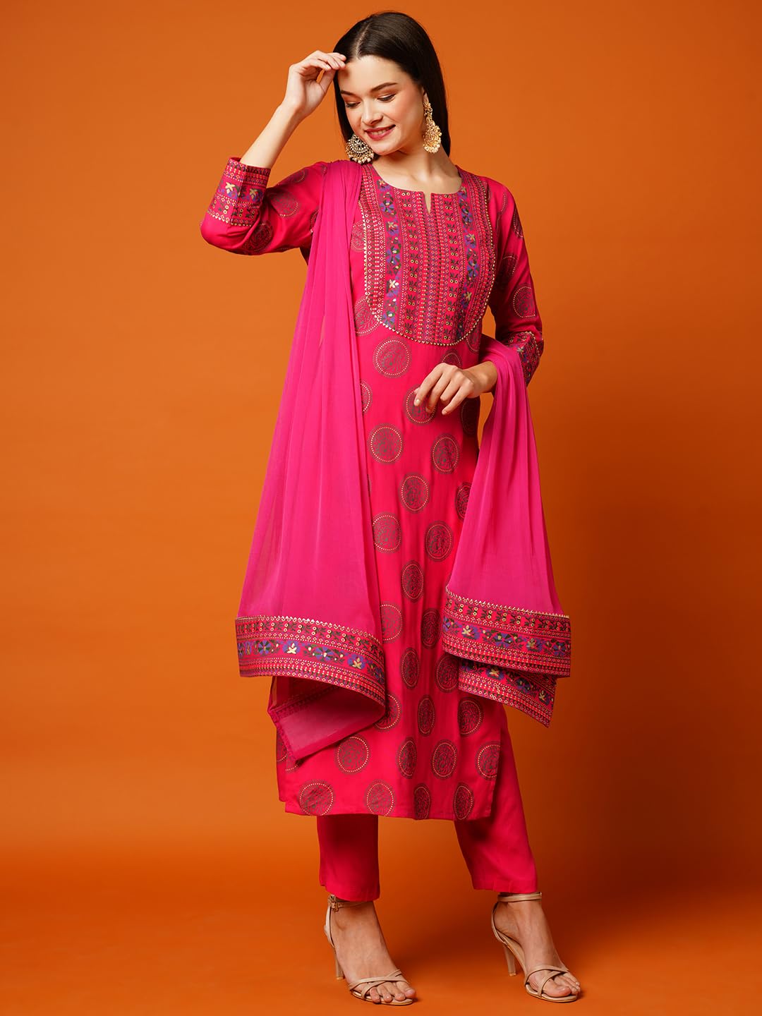 ANNI DESIGNER Cotton Blend Womens Kurta Set