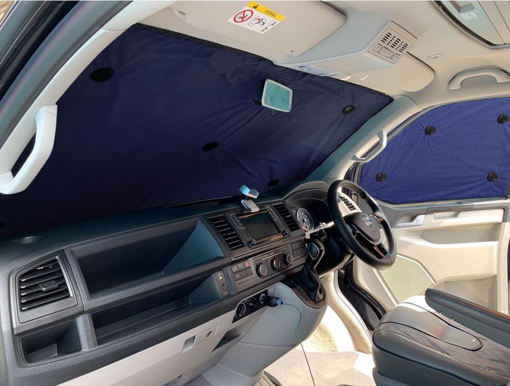 Covprotec Pair Of Middle Thermal Blinds, Compatible/Replacement For Vauxhall Vivaro (2001-2014) Backing Colour In Navy