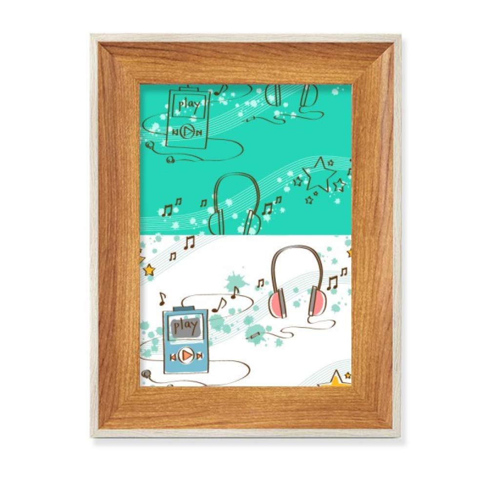 Cadre photo en bois gris avec peinture casque de musique pour bureau