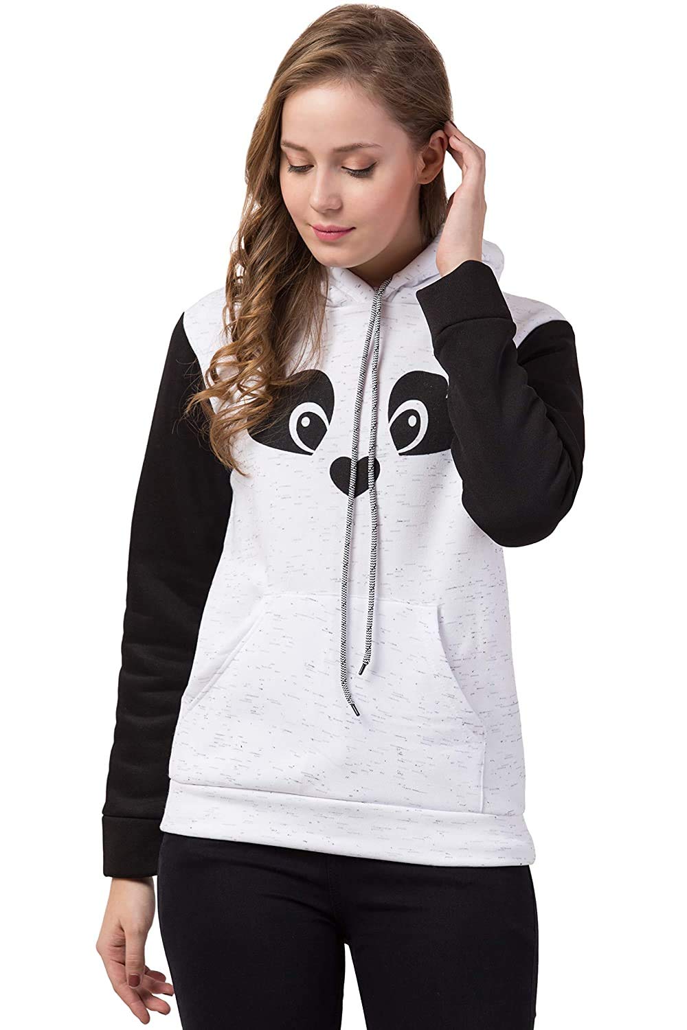 Panda Hoodie Sweatshirt for Women and Girls Winter Sweater (Black & White)-picture-10