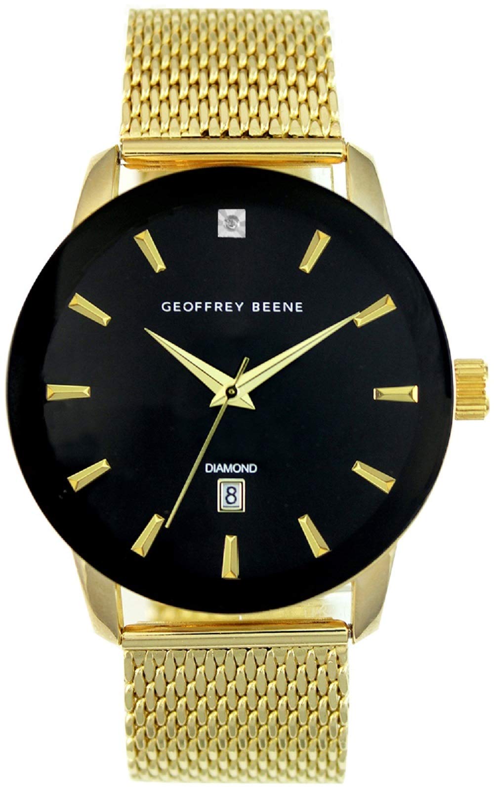 Geoffrey Beene Mens Watch - Stainless Steel Mesh Band Quartz Movement Analog Watch for Men, Gift for Men, Formal or Business Casual Minimalist Wrist Watches 42mm