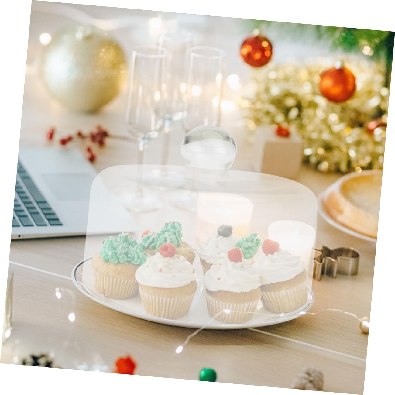 Cloche Verre Couvercle à Gâteau en Verre Protection Réutilisable pour Desserts et Buffets Facile à Utiliser
