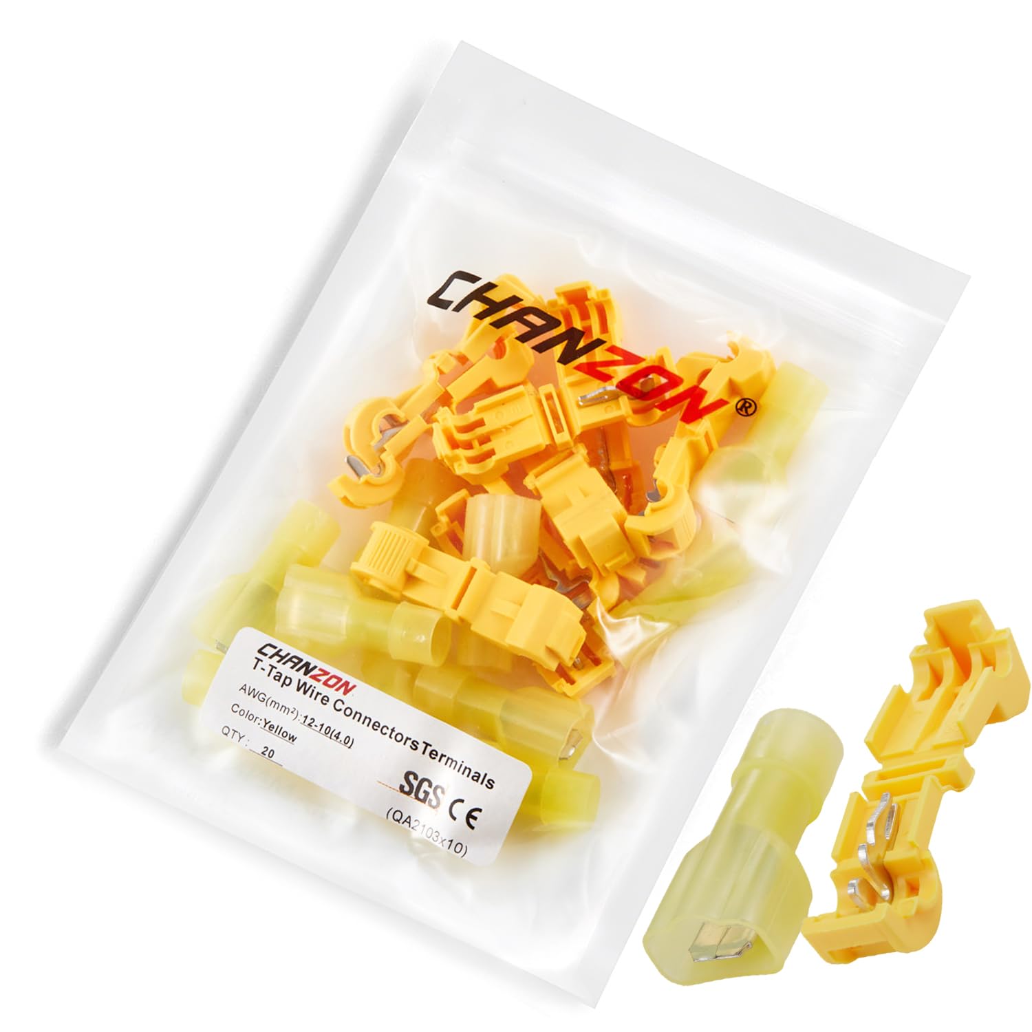 CHANZONYellow Scotch Lock Quick Splice Wire Connectors Snap for 10-12AWG Gauge Wire Tap Solderless Electrical IDC SGS/CE Certificated Self Stripping Cable Joiner Terminal Crimp Connector(10pcs)