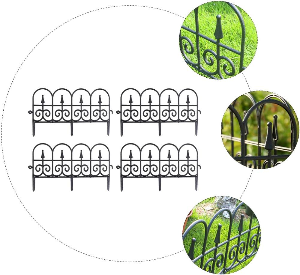 GANAZONO Vinyl Fence Panels 4 Pack Lattice Garden Border Decorative Fencing Panels for Lawn Patio Flower Bed