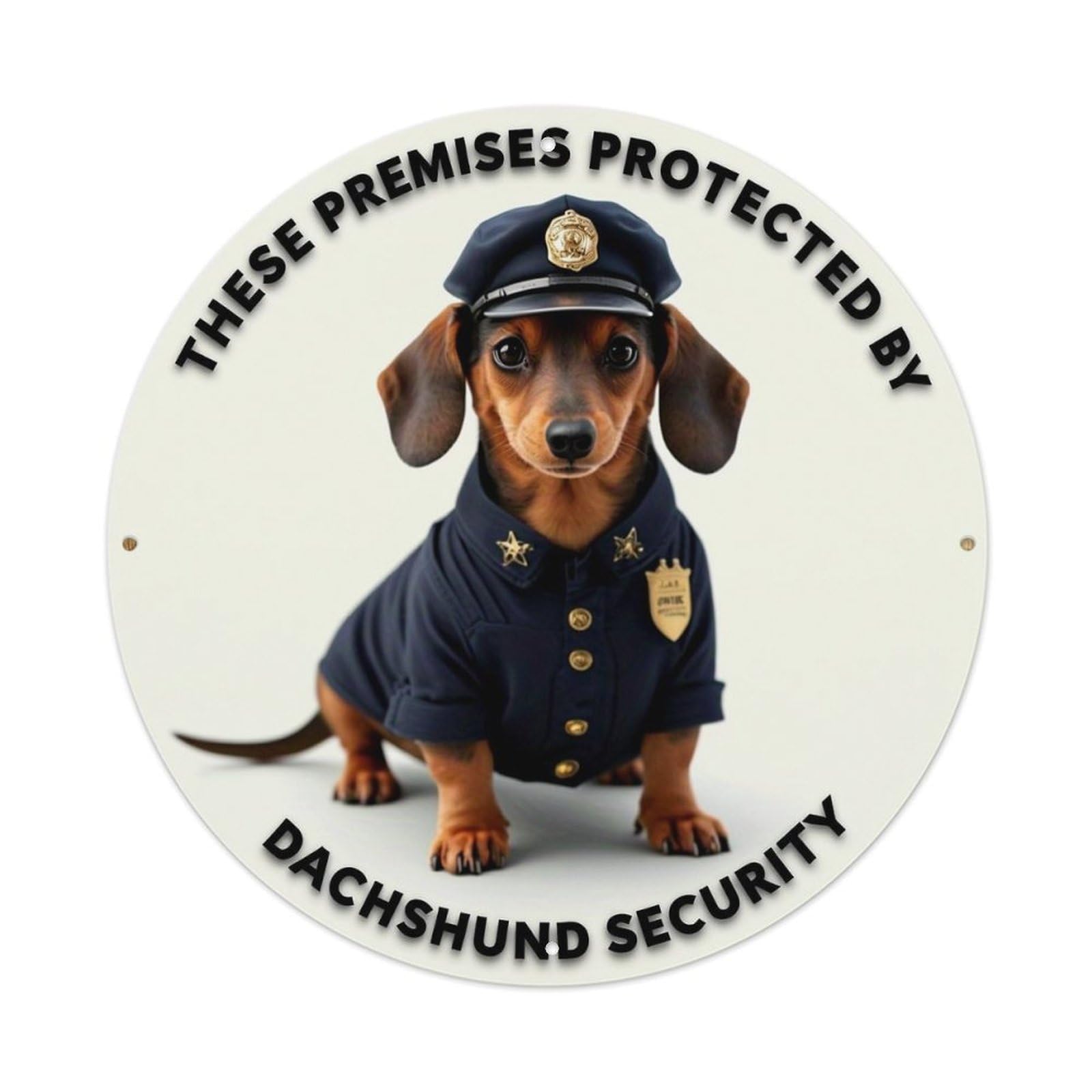 Dachshund Security Officer Uniform Sign Tin Sign Metal Poster Vintage Metal Signs for Home Man Cave Bar Cafe Kitchen laundry room Wall Decorations Gift 8x8Inch