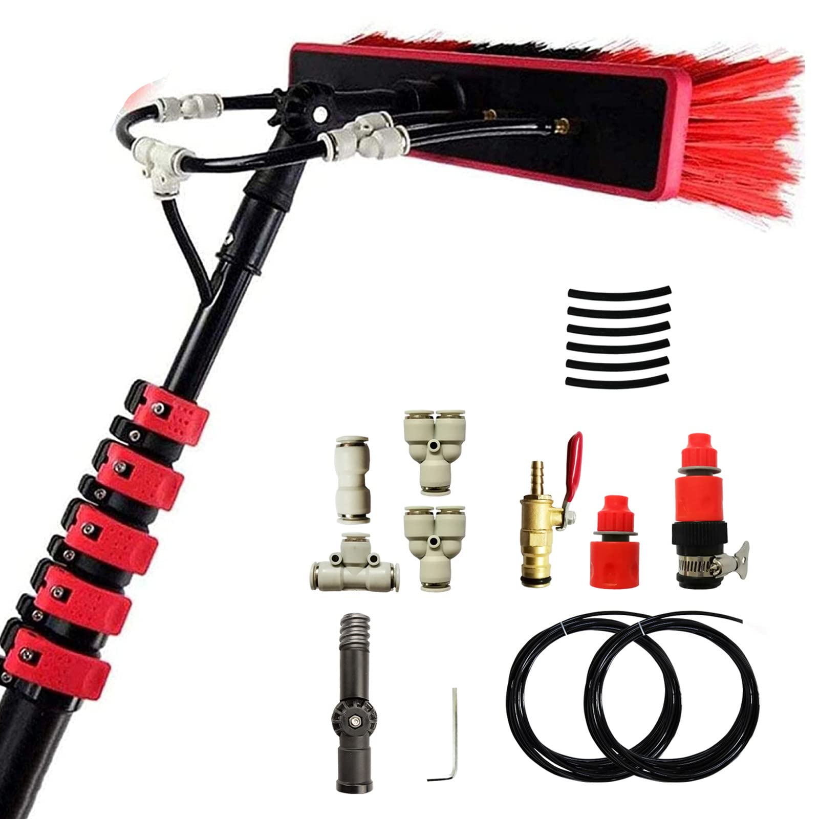 HYLYGFH Cleaning brush water supply pole kit telescopic brush solar panel cleaning window cleaning pole and photovoltaic panel cleaning tool (Brushhead30cm 6m)
