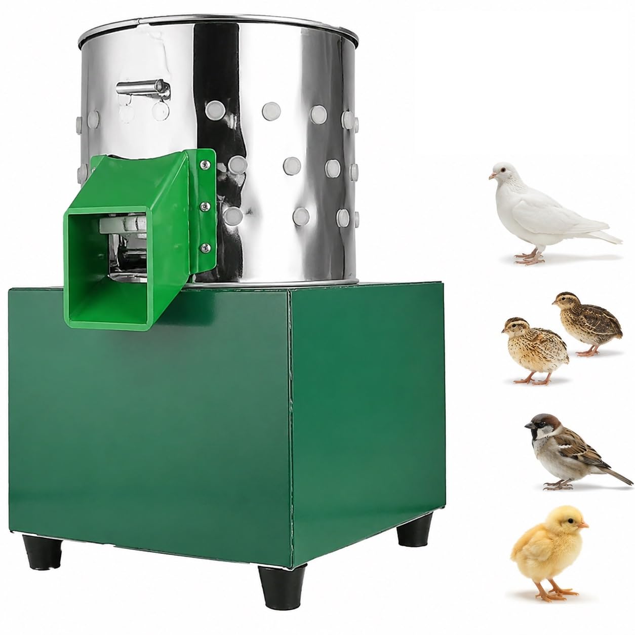 Desplumadora de Codornices, Máquina Desplumadora de Pollo Pequeña | Automática con Tambor de Acero Inoxidable y Dedos de Goma para Codornices, Palomas y Aves Pequeñas(0.5kg)