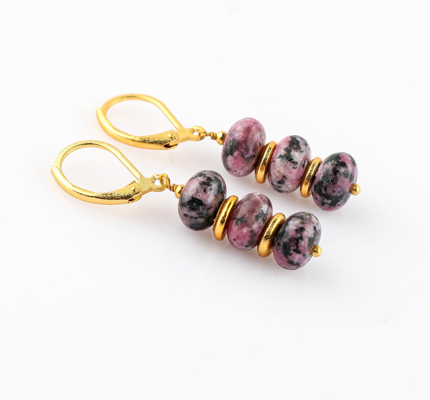 Natural Gemstone Earrings for Women, Yoga Jewelry Meditation Earring, Crystals Earring, Rondelle Beads, Energy Healing Crystals, Gift for Her |Gemstone Jewelry - Image 2