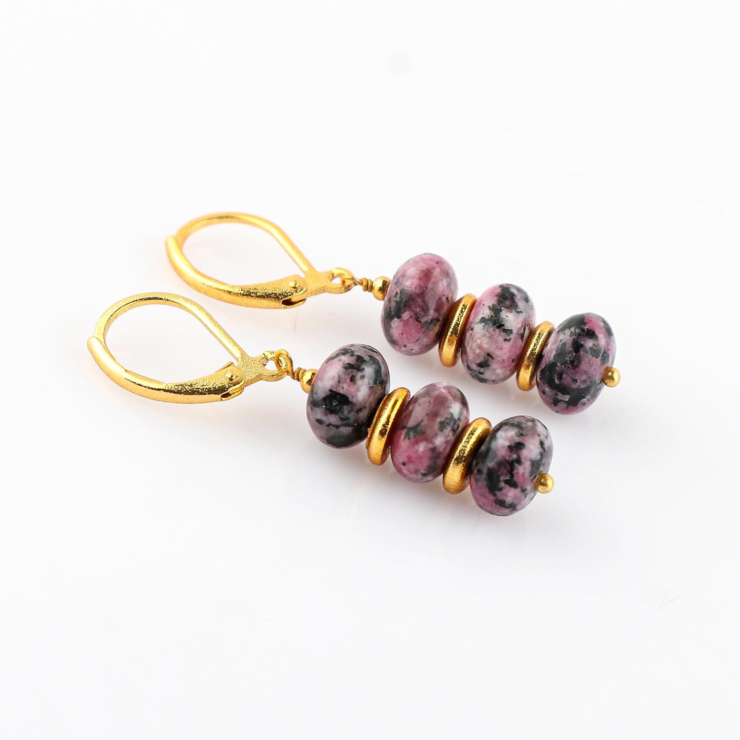 Natural Gemstone Earrings for Women, Yoga Jewelry Meditation Earring, Crystals Earring, Rondelle Beads, Energy Healing Crystals, Gift for Her |Gemstone Jewelry - Image 2