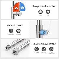 Rainsworth Konyhai Csaptelep Kihúzható Zuhanyfejjel - Rozsdamentes Acél Mosogató Csap 360° Forgatható Dupla Vízsugár 3