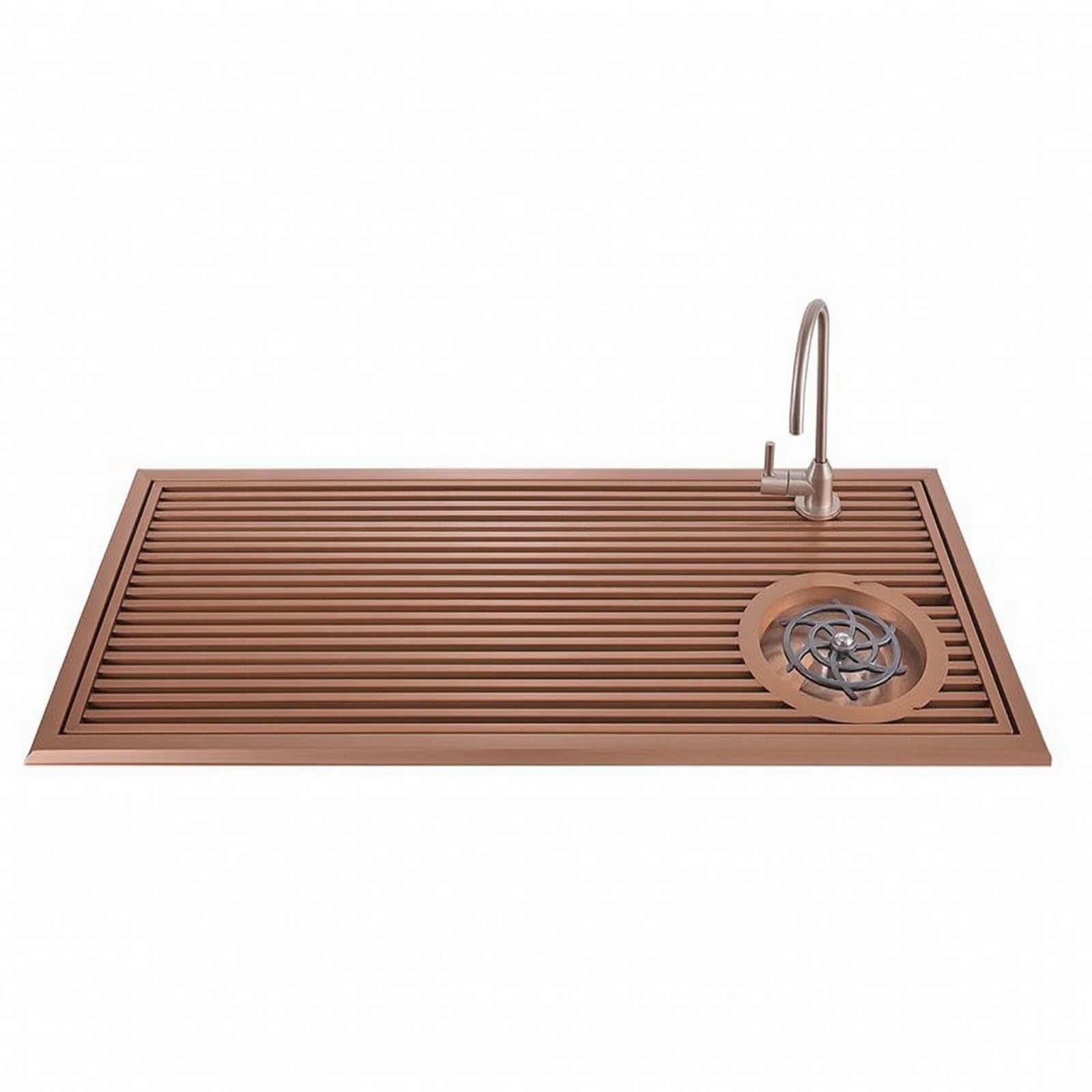 Station de Préparation de Café Plateau d'Égouttage Planche à Rinçage Actionnement par Pression Bac de Récupération Inox Cadre Résistant Adaptée aux, Or Rose, Nouveau Style Chinois