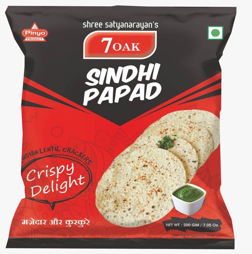 7 Oak Sindhi Papad – Traditional Crispy Snack Made with Urad Dal and Spices – Authentic Sindhi Recipe Ready to Fry or Roast (Pack of 2) Size 7 inches-image-40