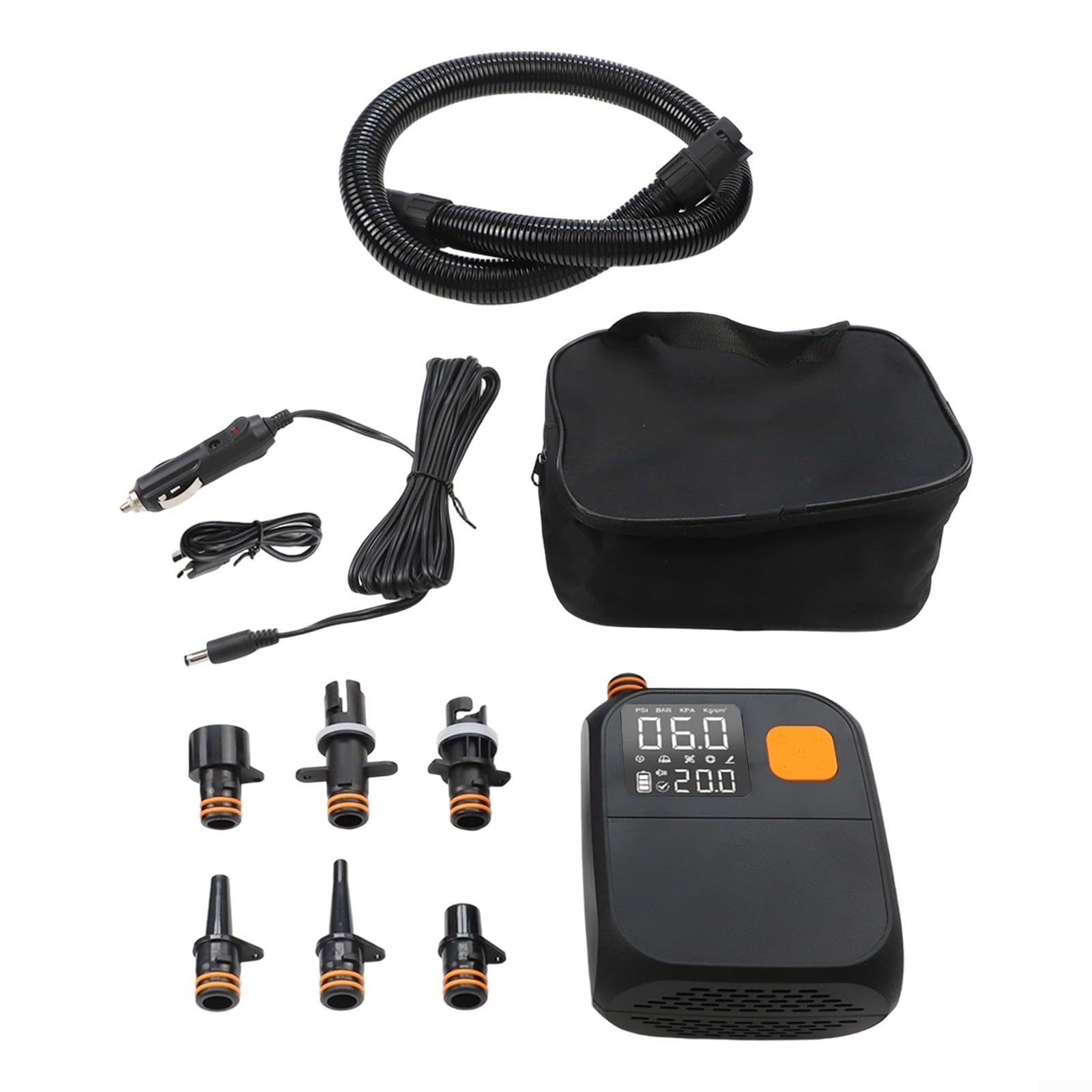 Bomba de aire eléctrica para kayak y canoa, inflador inalámbrico de 25 PSI con 8000 mAh para batería, medidor digital de parada automática para deportes acuáticos al aire libre