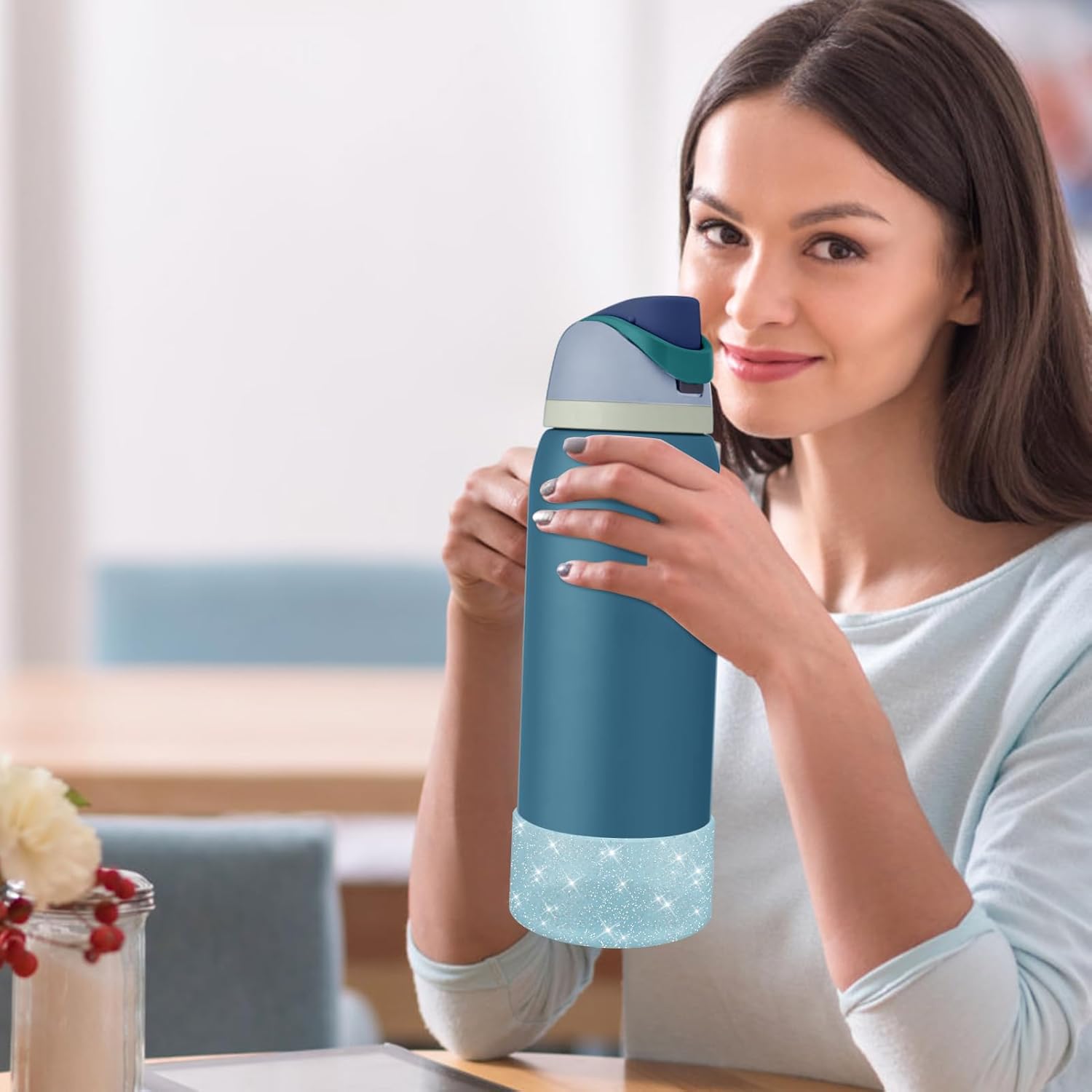 Protective Glitter Silicone Boot Compatible with Owala 24oz 32oz 40oz, Bling Cup Sleeve Bottom Bumper Cover Compatible with Owala FreeSip, Twist, or Flip Stainless Steel Water Bottles - Image 6