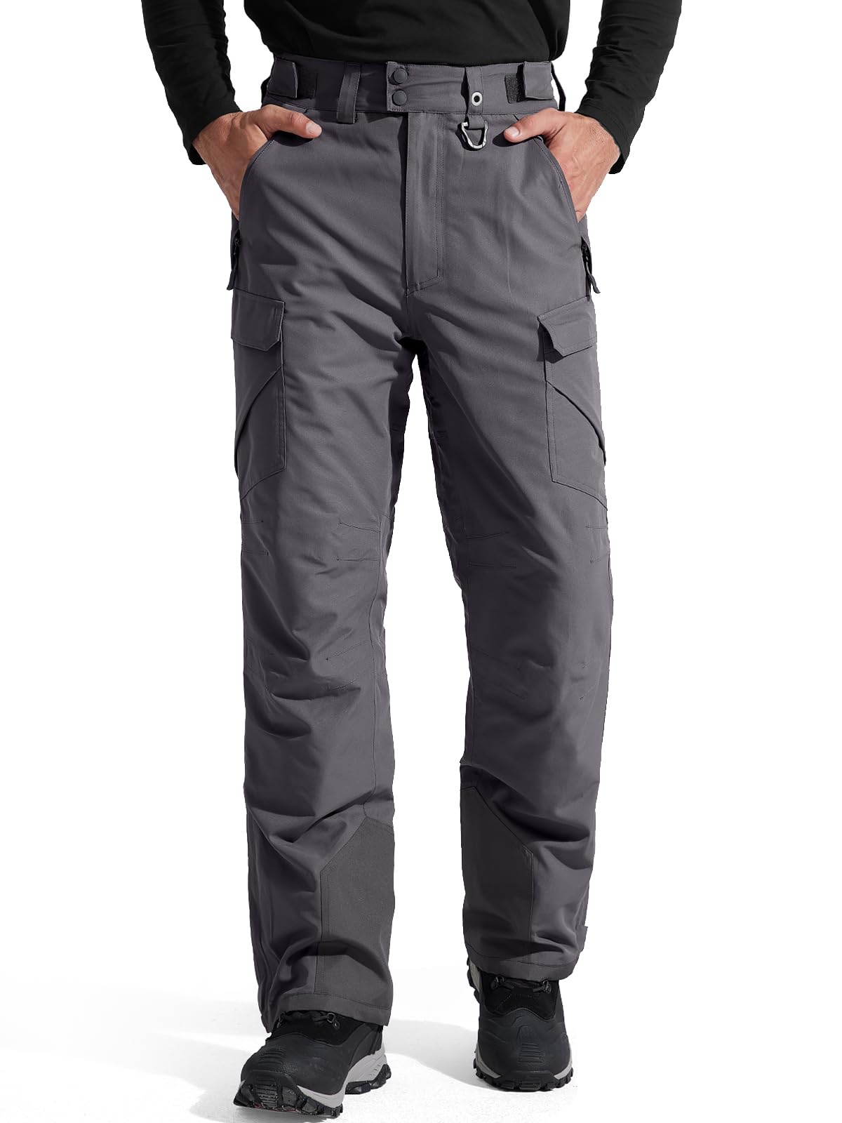 Free Soldier Pantaloni Isolati Da Neve Impermeabili Da Uomo Pantaloni Invernali Da Snowboard Con Tasche Con Cerniera (Grigio X-Large(42-44)/30L)-image
